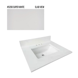 New England Home Goods 25" x 22" Quartz Vanity Top with Blacksplash