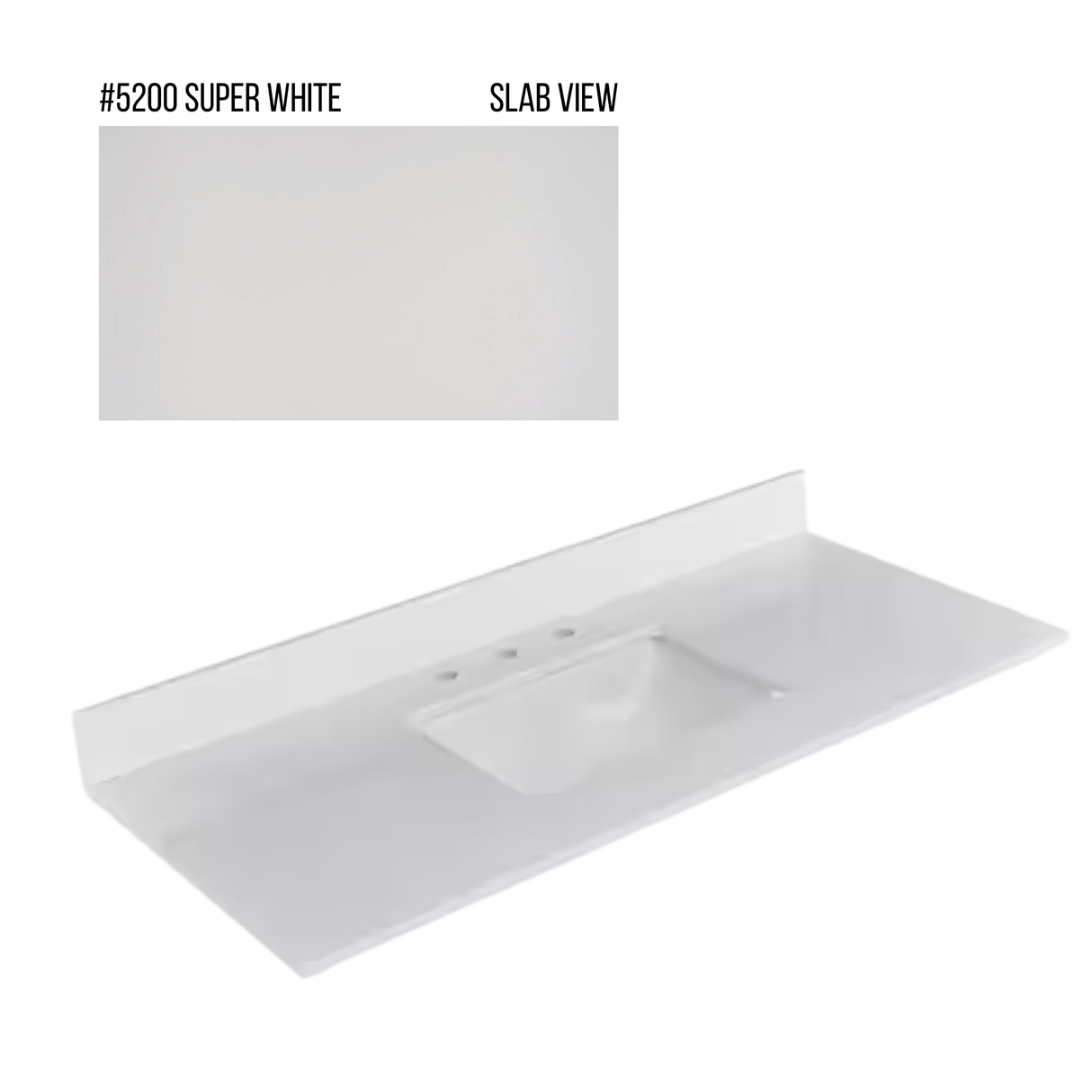 New England Home Goods 49" x 22" Quartz Vanity Top with Blacksplash