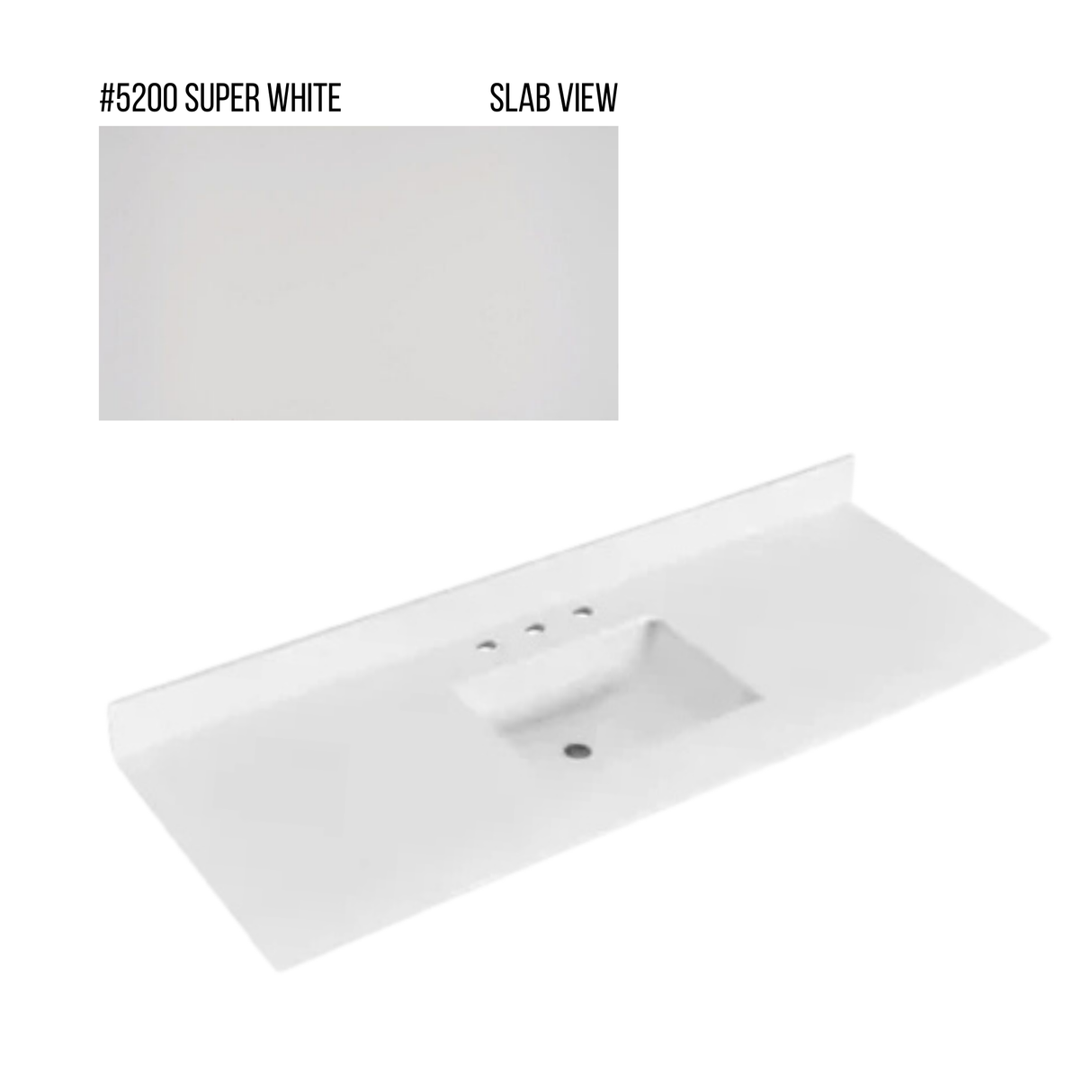 New England Home Goods 61" x 22" Quartz Vanity Top with Blacksplash