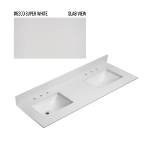 New England Home Goods 73" x 22" Quartz Double Bowl Vanity Top with Blacksplash