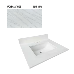 New England Home Goods 25" x 22" Quartz Vanity Top with Blacksplash