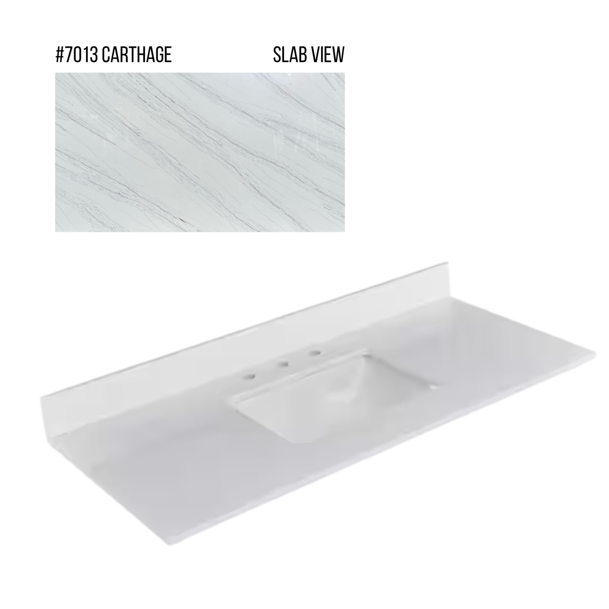 New England Home Goods 49" x 22" Quartz Vanity Top with Blacksplash