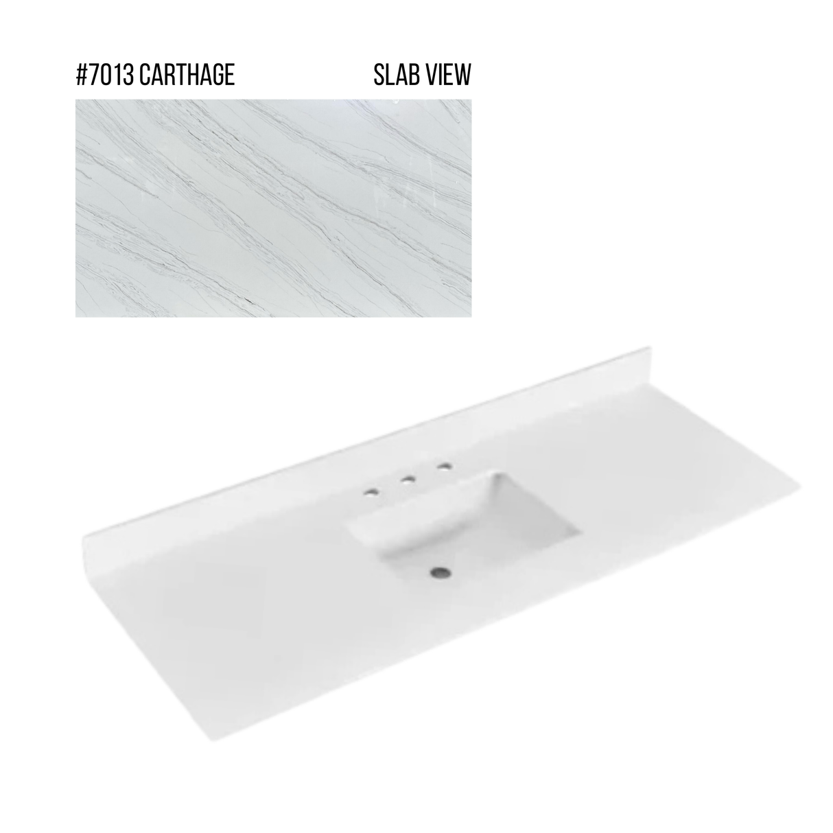 New England Home Goods 61" x 22" Quartz Vanity Top with Blacksplash