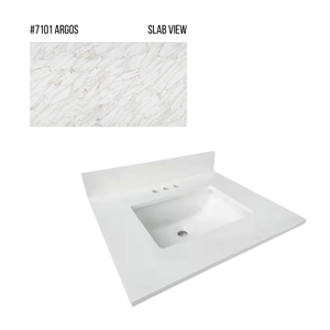 New England Home Goods 25" x 22" Quartz Vanity Top with Blacksplash