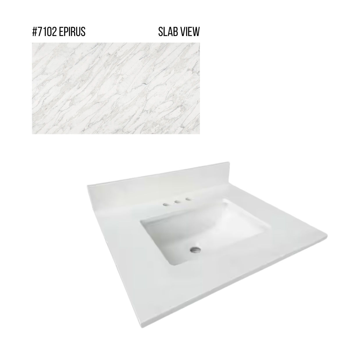 New England Home Goods 25" x 22" Quartz Vanity Top with Blacksplash