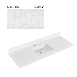 New England Home Goods 61" x 22" Quartz Vanity Top with Blacksplash