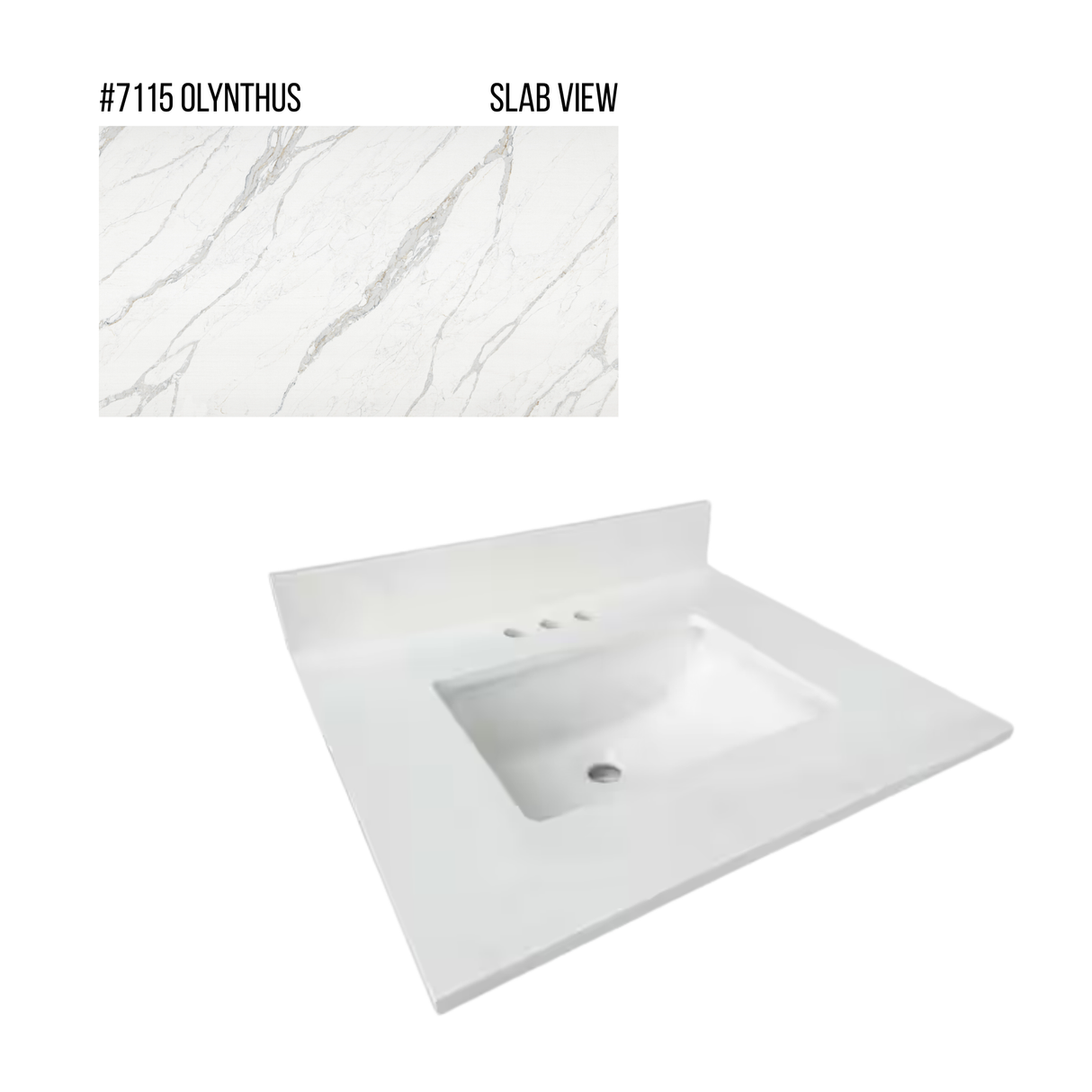 New England Home Goods 25" x 22" Quartz Vanity Top with Blacksplash