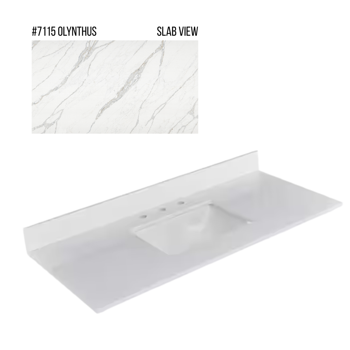 New England Home Goods 49" x 22" Quartz Vanity Top with Blacksplash