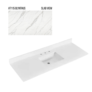 New England Home Goods 61" x 22" Quartz Vanity Top with Blacksplash