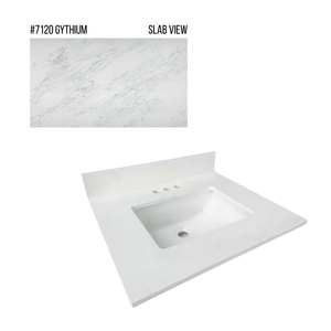 New England Home Goods 25" x 22" Quartz Vanity Top with Blacksplash