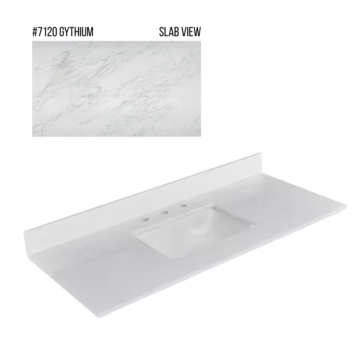 New England Home Goods 49" x 22" Quartz Vanity Top with Blacksplash