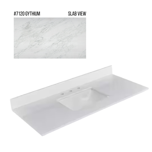 New England Home Goods 49" x 22" Quartz Vanity Top with Blacksplash