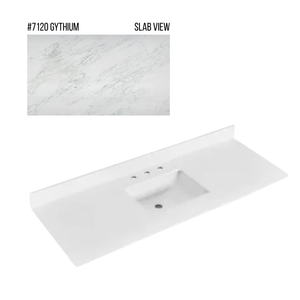New England Home Goods 61" x 22" Quartz Vanity Top with Blacksplash