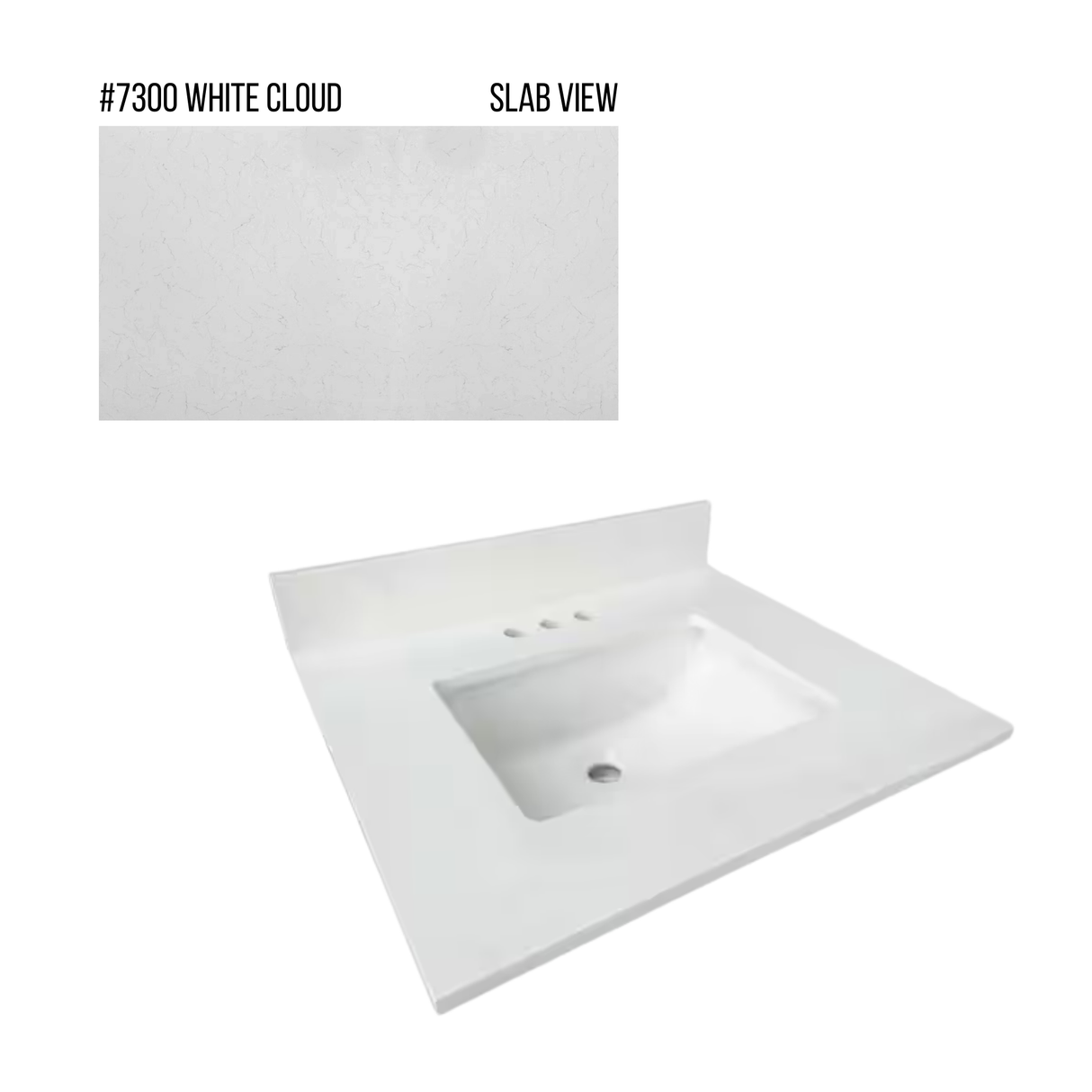 New England Home Goods 25" x 22" Quartz Vanity Top with Blacksplash