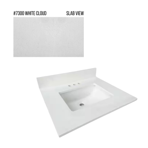 New England Home Goods 25" x 22" Quartz Vanity Top with Blacksplash