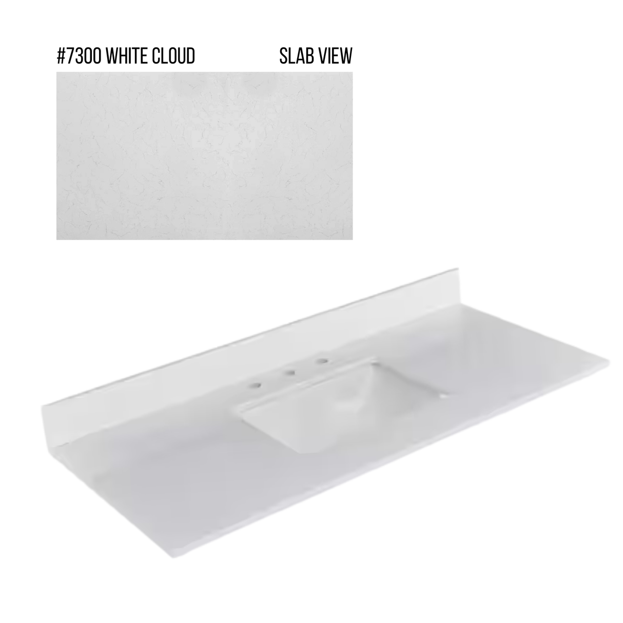 New England Home Goods 49" x 22" Quartz Vanity Top with Blacksplash