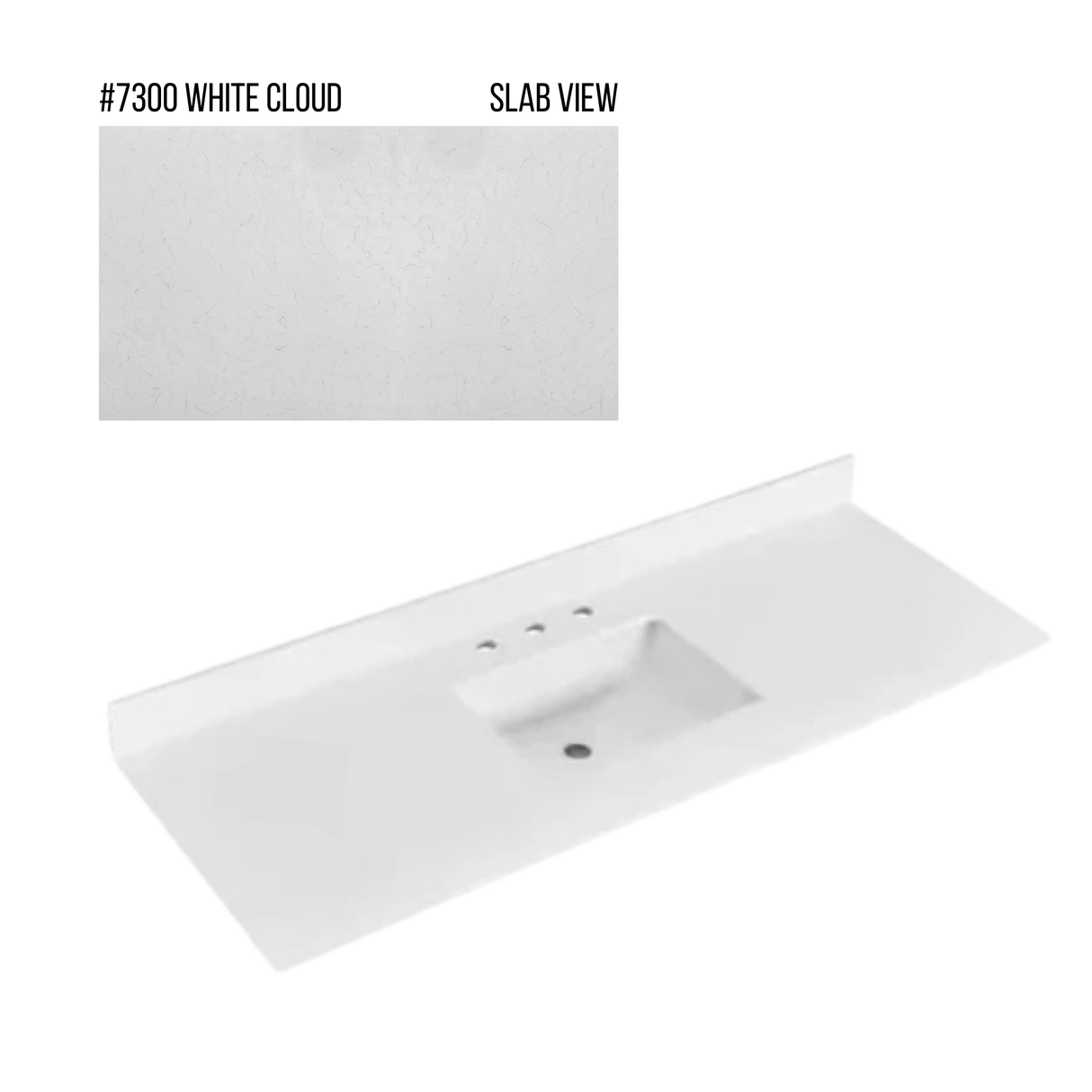 New England Home Goods 61" x 22" Quartz Vanity Top with Blacksplash
