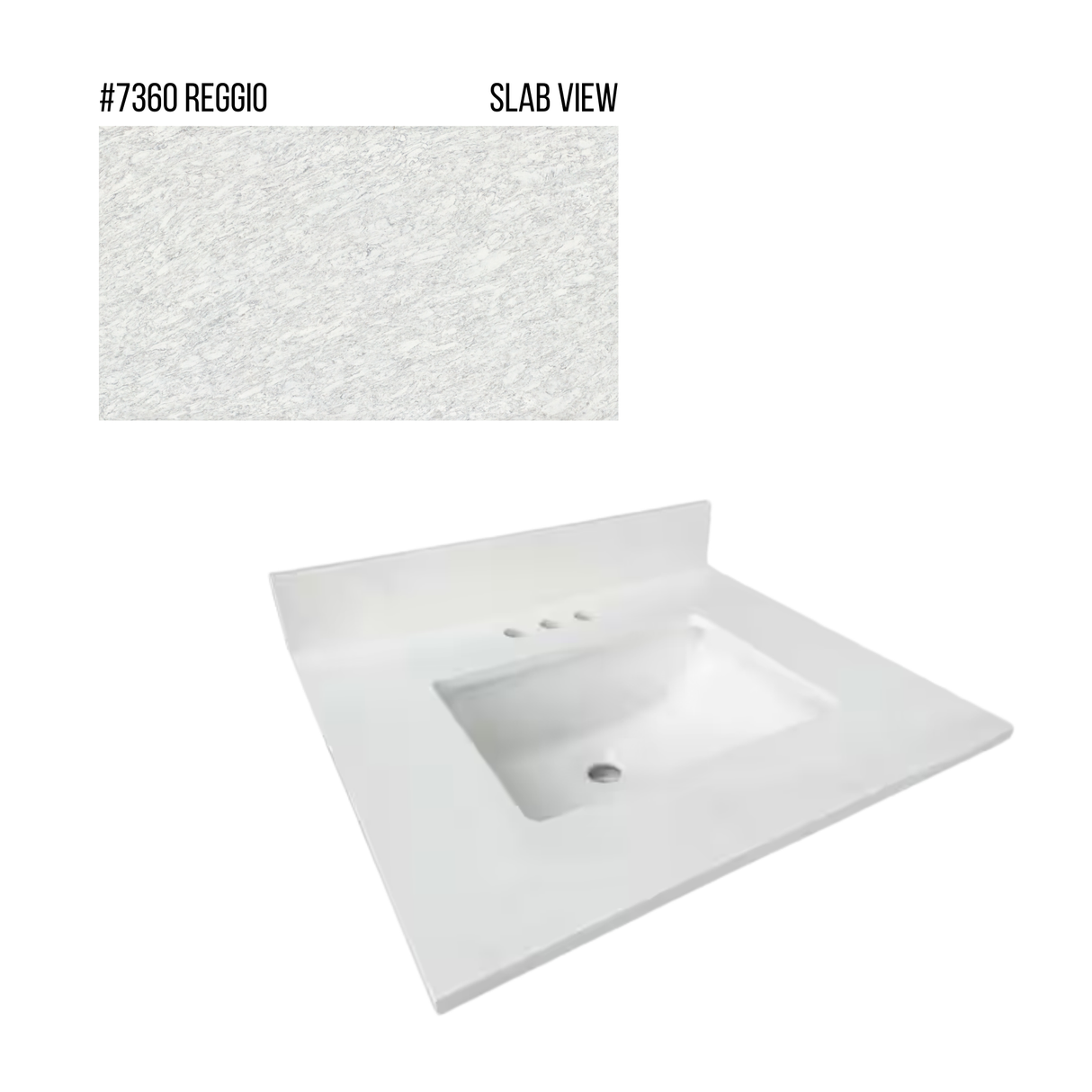 New England Home Goods 25" x 22" Quartz Vanity Top with Blacksplash