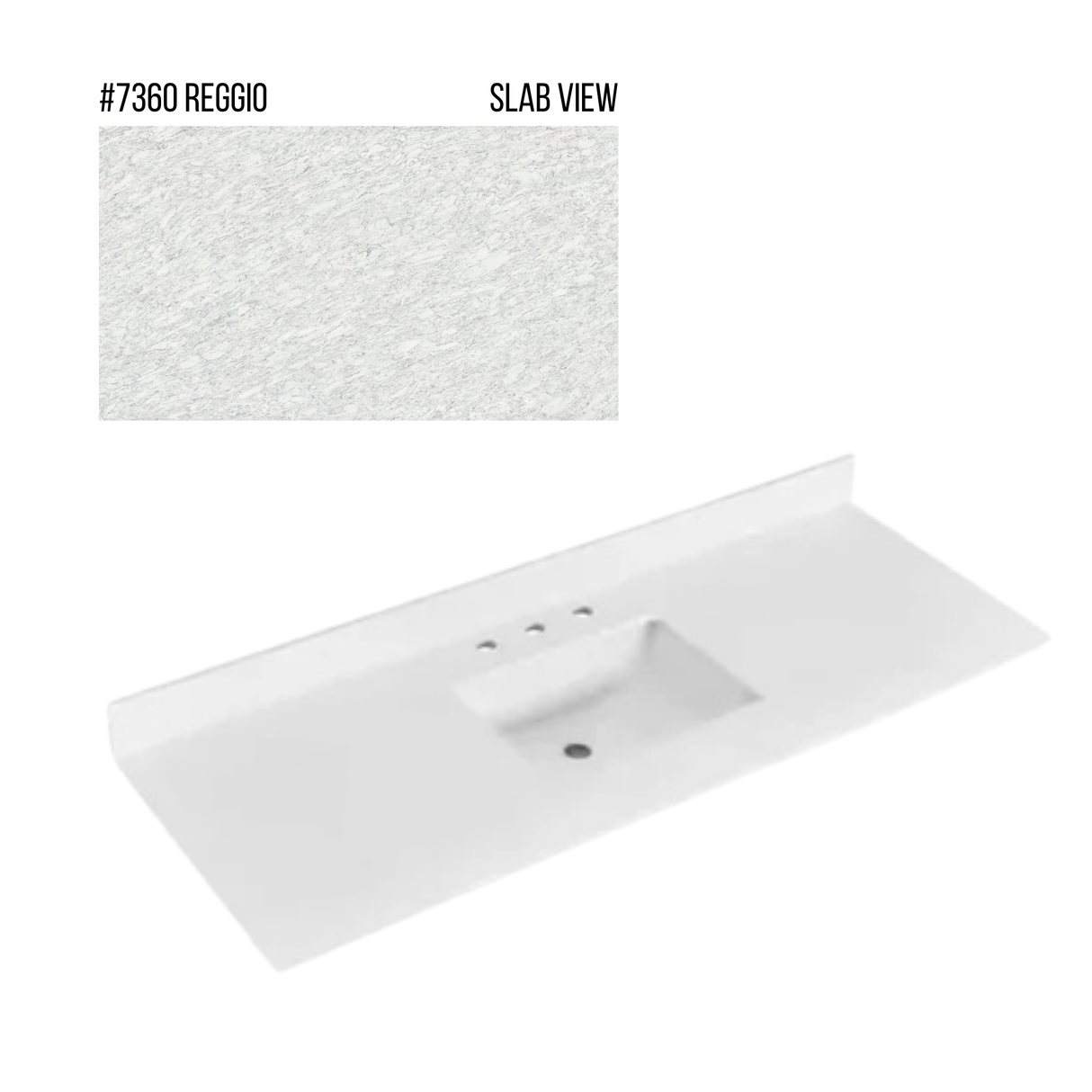 New England Home Goods 61" x 22" Quartz Vanity Top with Blacksplash