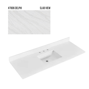 New England Home Goods 61" x 22" Quartz Vanity Top with Blacksplash
