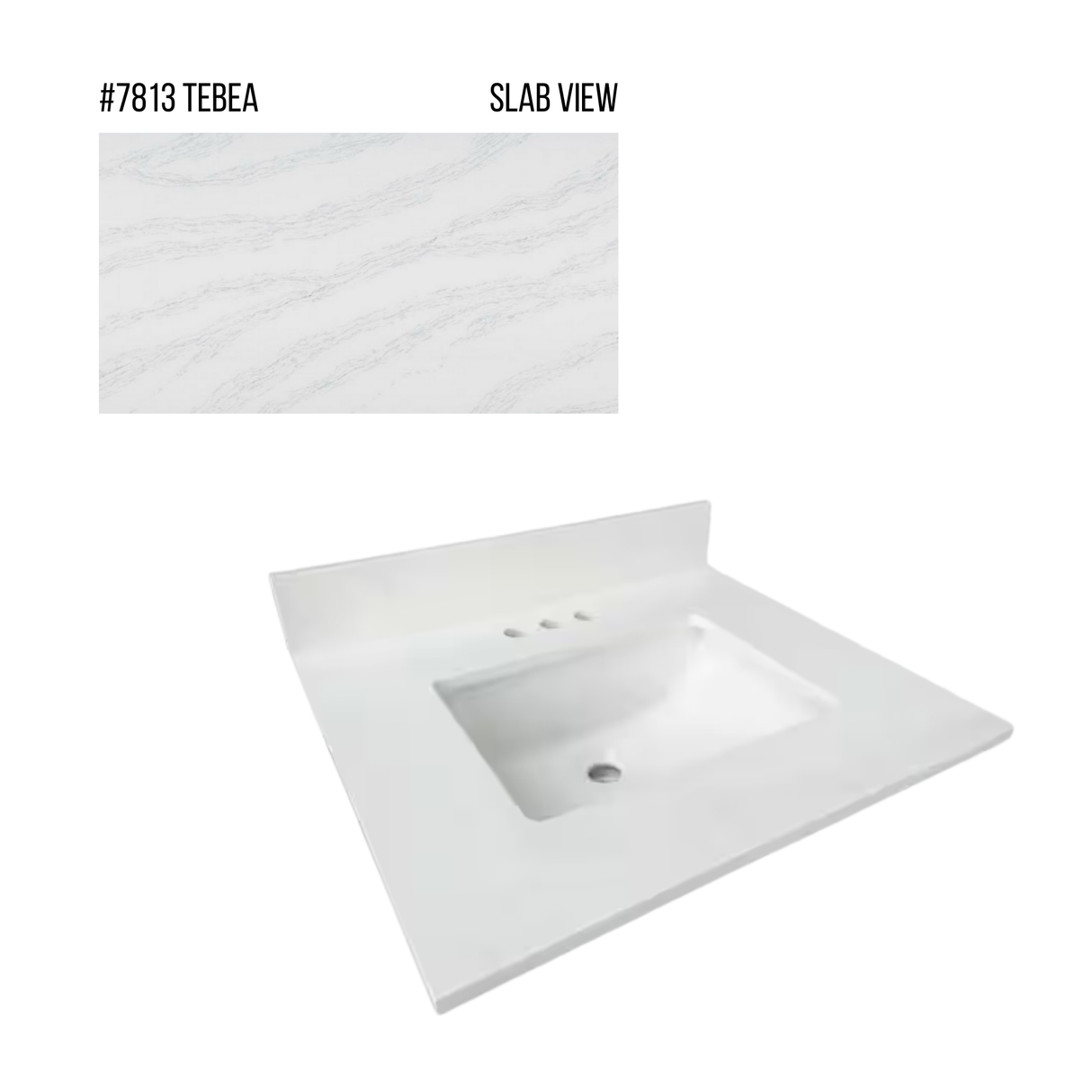 New England Home Goods 25" x 22" Quartz Vanity Top with Blacksplash