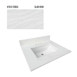 New England Home Goods 25" x 22" Quartz Vanity Top with Blacksplash