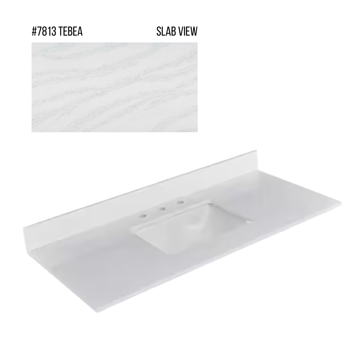 New England Home Goods 49" x 22" Quartz Vanity Top with Blacksplash