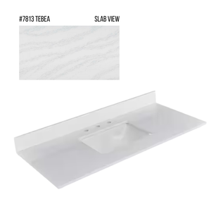 New England Home Goods 49" x 22" Quartz Vanity Top with Blacksplash
