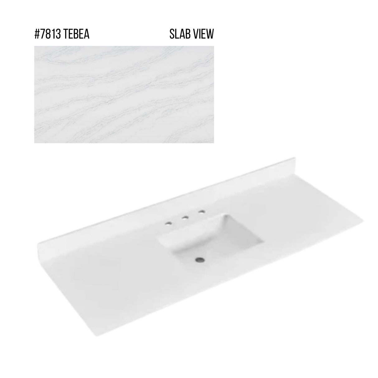 New England Home Goods 61" x 22" Quartz Vanity Top with Blacksplash