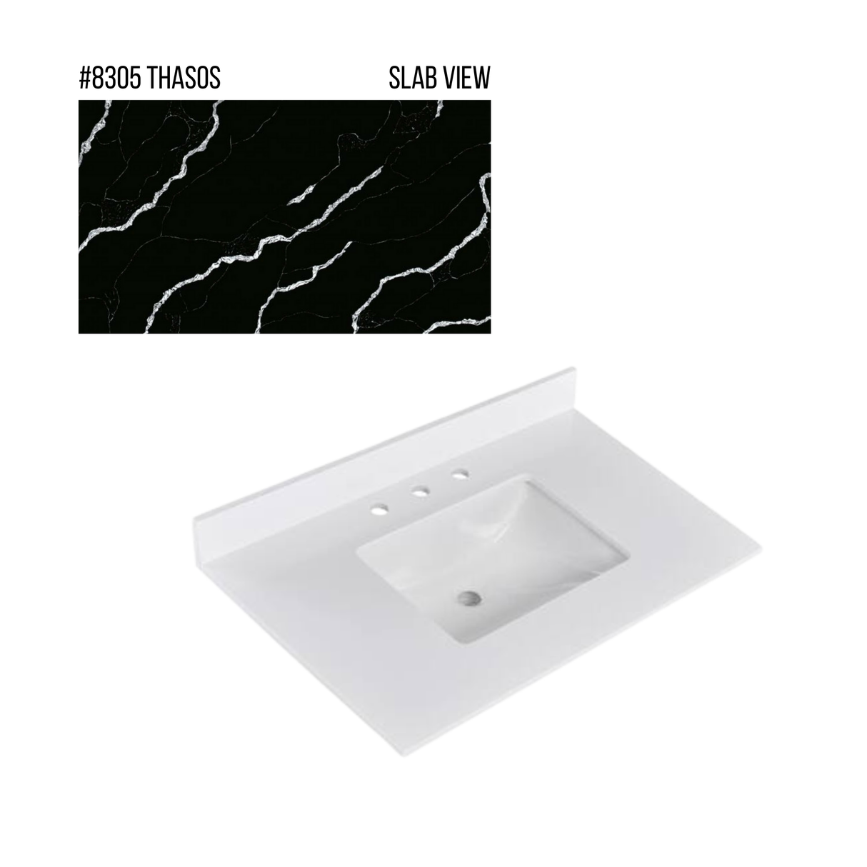 New England Home Goods 37" x 22" Quartz Vanity Top with Blacksplash