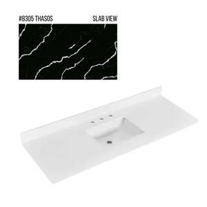 New England Home Goods 61" x 22" Quartz Vanity Top with Blacksplash