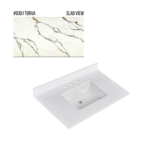 New England Home Goods 37" x 22" Quartz Vanity Top with Blacksplash