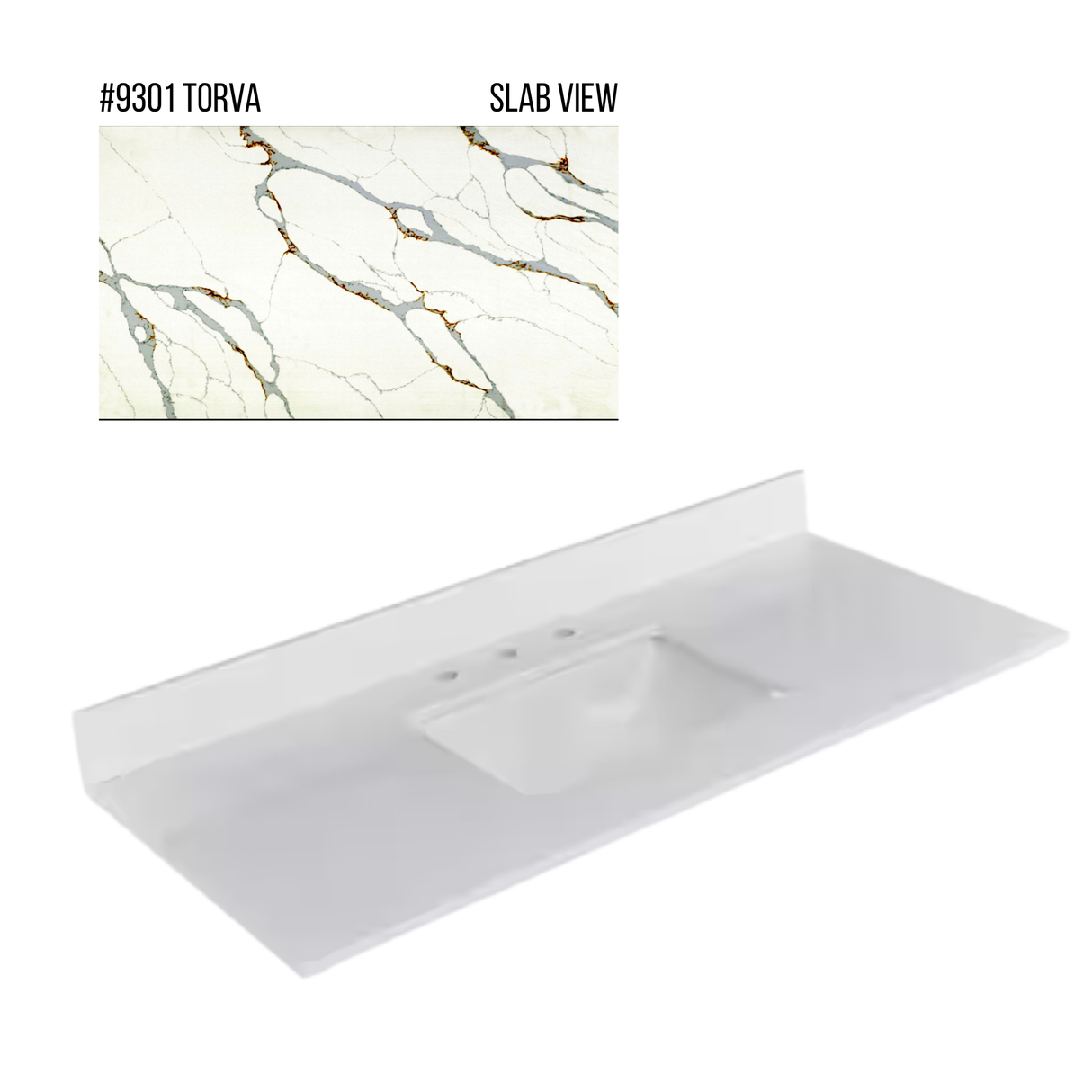 New England Home Goods 49" x 22" Quartz Vanity Top with Blacksplash