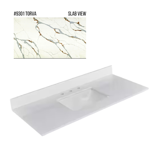 New England Home Goods 49" x 22" Quartz Vanity Top with Blacksplash