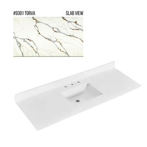 New England Home Goods 61" x 22" Quartz Vanity Top with Blacksplash
