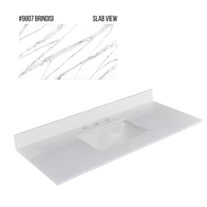 New England Home Goods 49" x 22" Quartz Vanity Top with Blacksplash