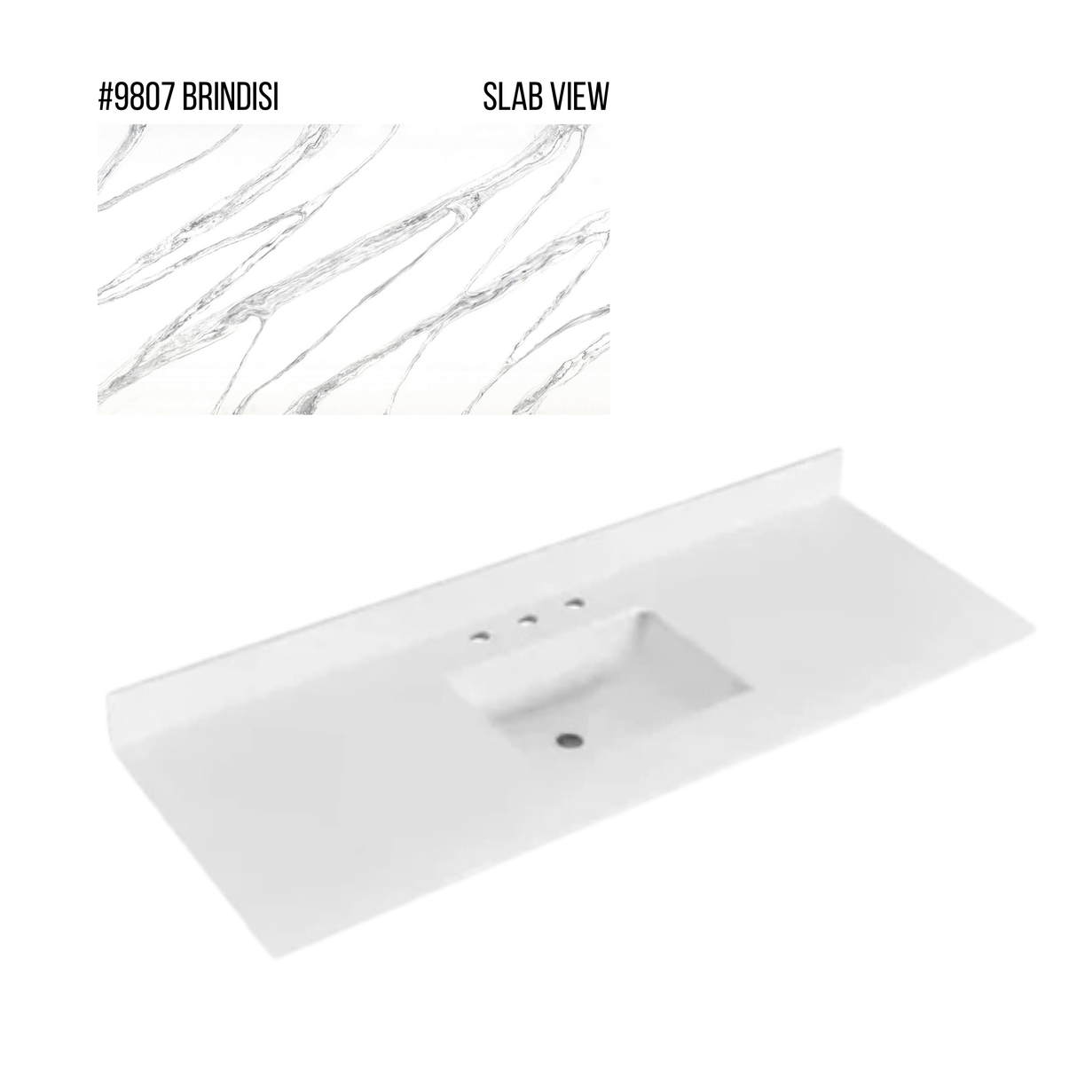 New England Home Goods 61" x 22" Quartz Vanity Top with Blacksplash