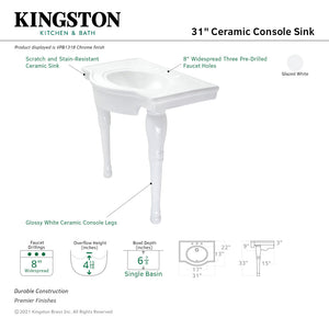 Templeton VPB1318 Ceramic Console Sink, White
