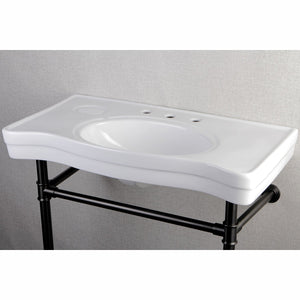 Imperial VPB1365ST Ceramic Console Sink with Stainless Steel Legs, White/Oil Rubbed Bronze