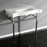 Imperial VPB1366ST Ceramic Console Sink with Stainless Steel Legs, White/Polished Nickel