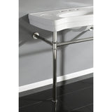 Imperial VPB1366ST Ceramic Console Sink with Stainless Steel Legs, White/Polished Nickel