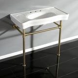 Imperial VPB1367ST Ceramic Console Sink with Stainless Steel Legs, White/Brushed Brass