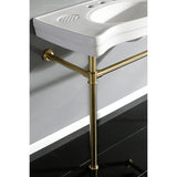 Imperial VPB1367ST Ceramic Console Sink with Stainless Steel Legs, White/Brushed Brass