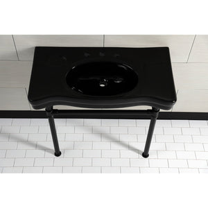Imperial VPB136K0ST Vitreous China Console Sink, Black/Matte Black
