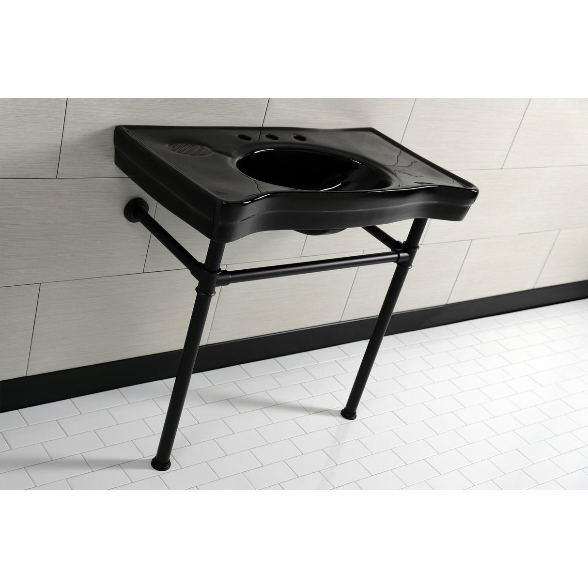 Imperial VPB136K0ST Vitreous China Console Sink, Black/Matte Black