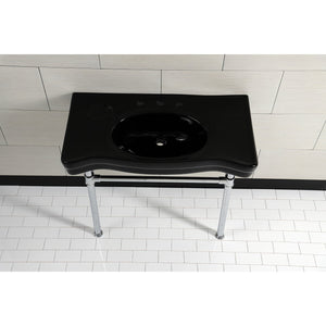 Imperial VPB136K1ST Vitreous China Console Sink, Black/Polished Chrome
