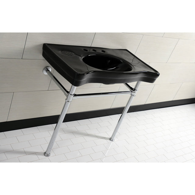 Imperial VPB136K1ST Vitreous China Console Sink, Black/Polished Chrome