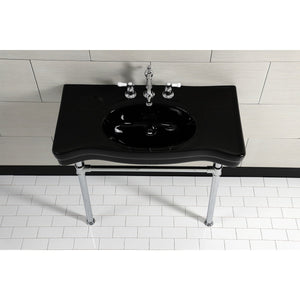 Imperial VPB136K1ST Vitreous China Console Sink, Black/Polished Chrome
