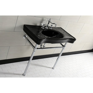 Imperial VPB136K1ST Vitreous China Console Sink, Black/Polished Chrome