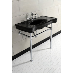 Imperial VPB136K1ST Vitreous China Console Sink, Black/Polished Chrome